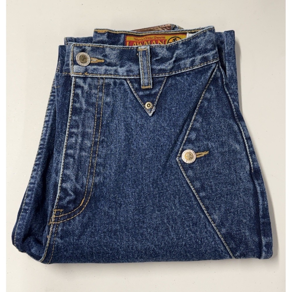 Lawman Western Bareback Jeans Women's Fits 24x30.5 Studded High Waist Cowgirl